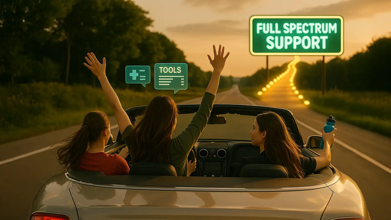 A hopeful image showing a path forward with glowing ADHD-inclusive tools and support.