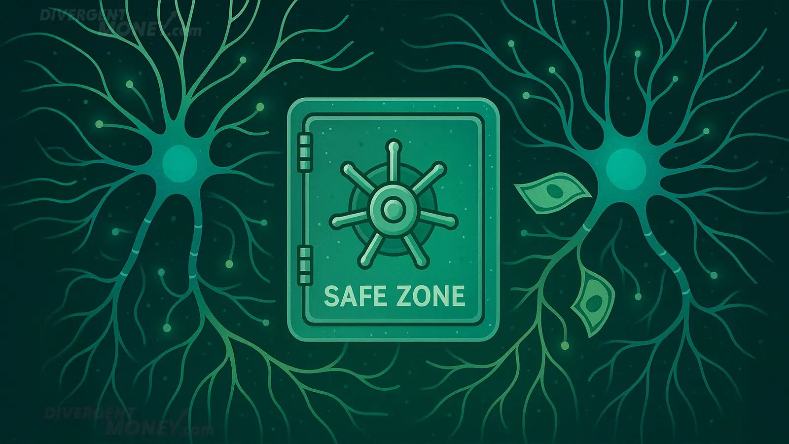 CLOSE-UP OF A NERVOUS SYSTEM ILLUSTRATION WITH A SAFE VAULT IN THE CENTER, LIT UP AS ‘SAFE ZONE.’