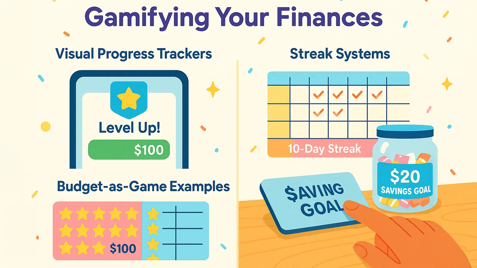 Visual Progress Trackers, Streak Systems, Budget-as-Game Examples