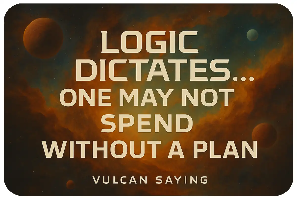 Vulcan saying, "Logic dictates... one may not spend without a plan."