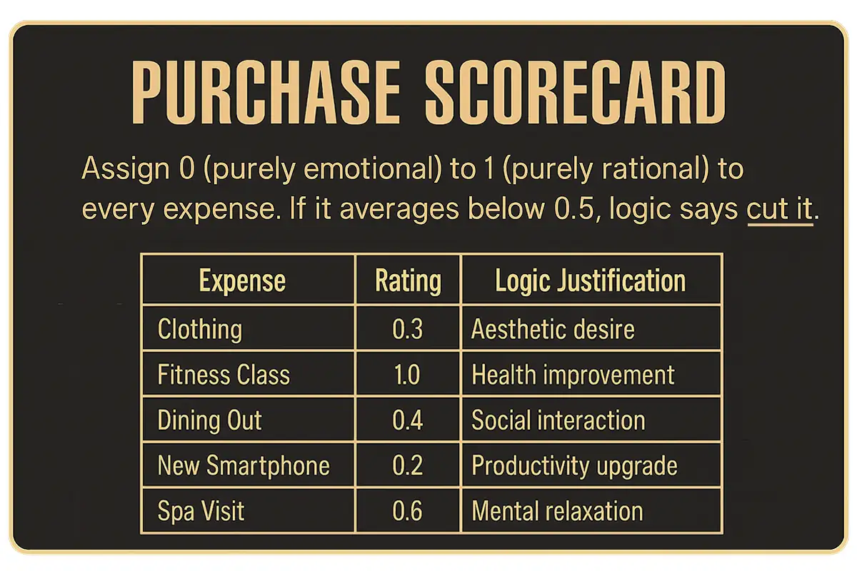A Vulcan accounting scorecard, rating various items on their logical justification.