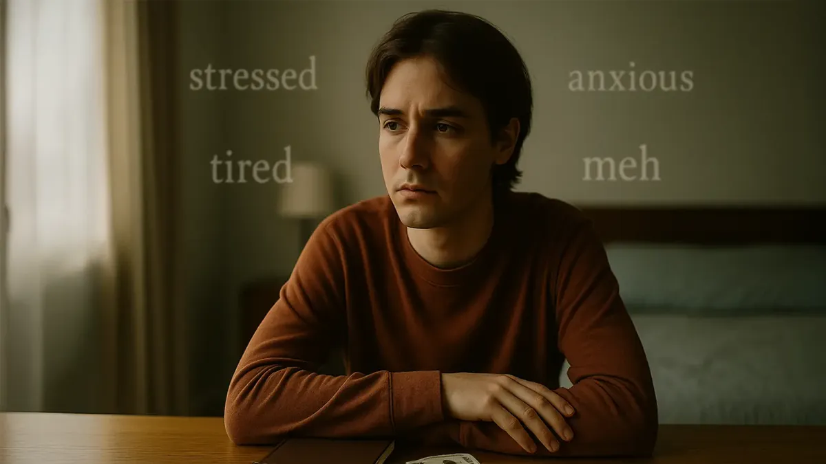 A young man trying to determine what he's feeling and why.