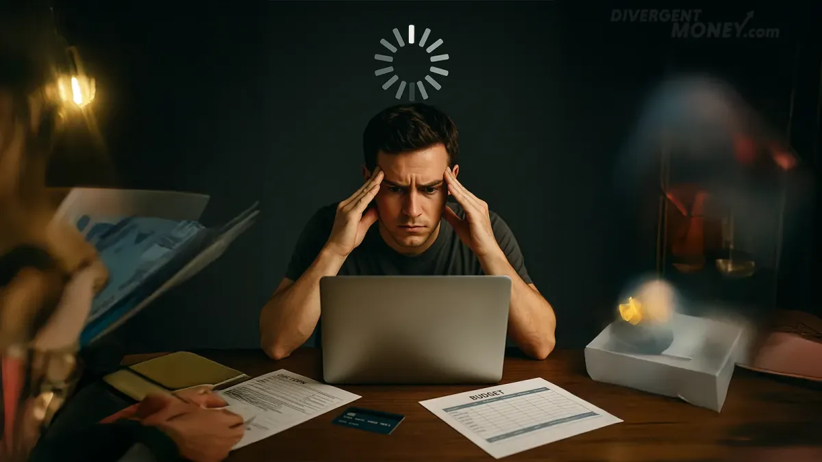 A man faced with different tasks demanding his attention.